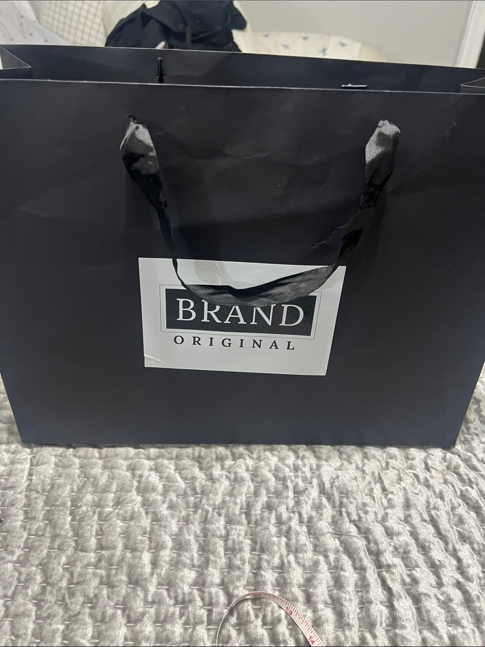 Abrand Black Men's Paper Tote with Ribbon Handles